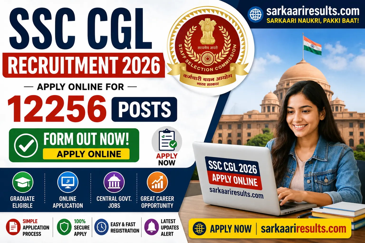 SSC CGL Recruitment 2026 : Form Re-Open for 12256 Posts - SarkariResult ...