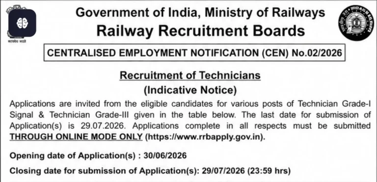 Railway RRB Technician Recruitment 2026