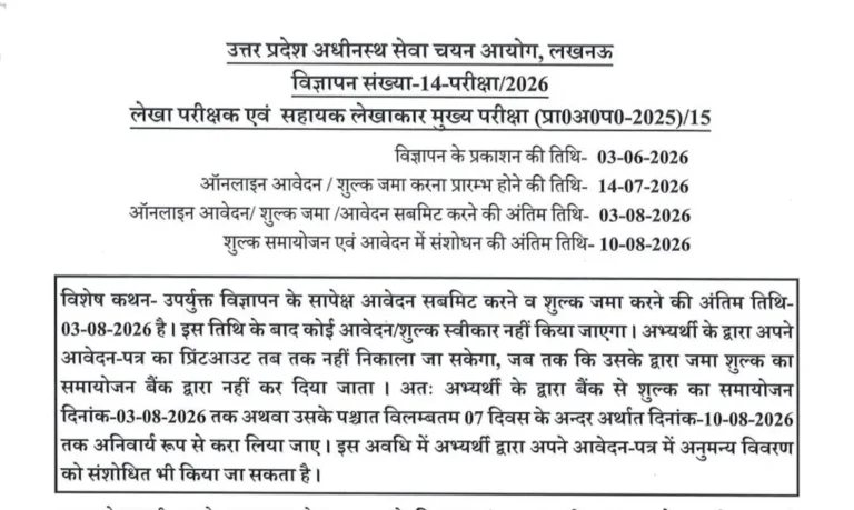 UPSSSC Auditor & Assistant Accountant Recruitment 2026